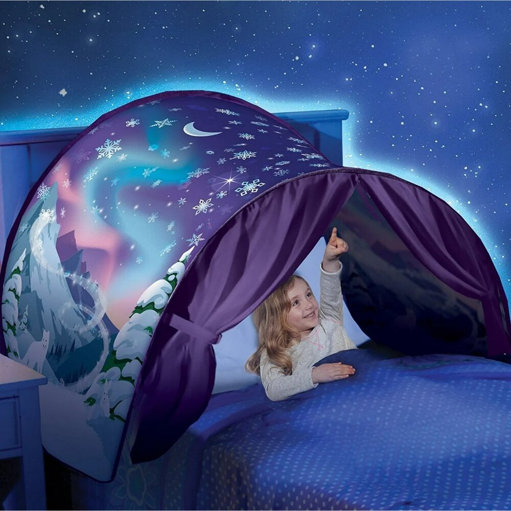 Ontel Dream Tents Kids Pop Up Play Tent Winter Wonderland w/Wolf & Rabbit Twin